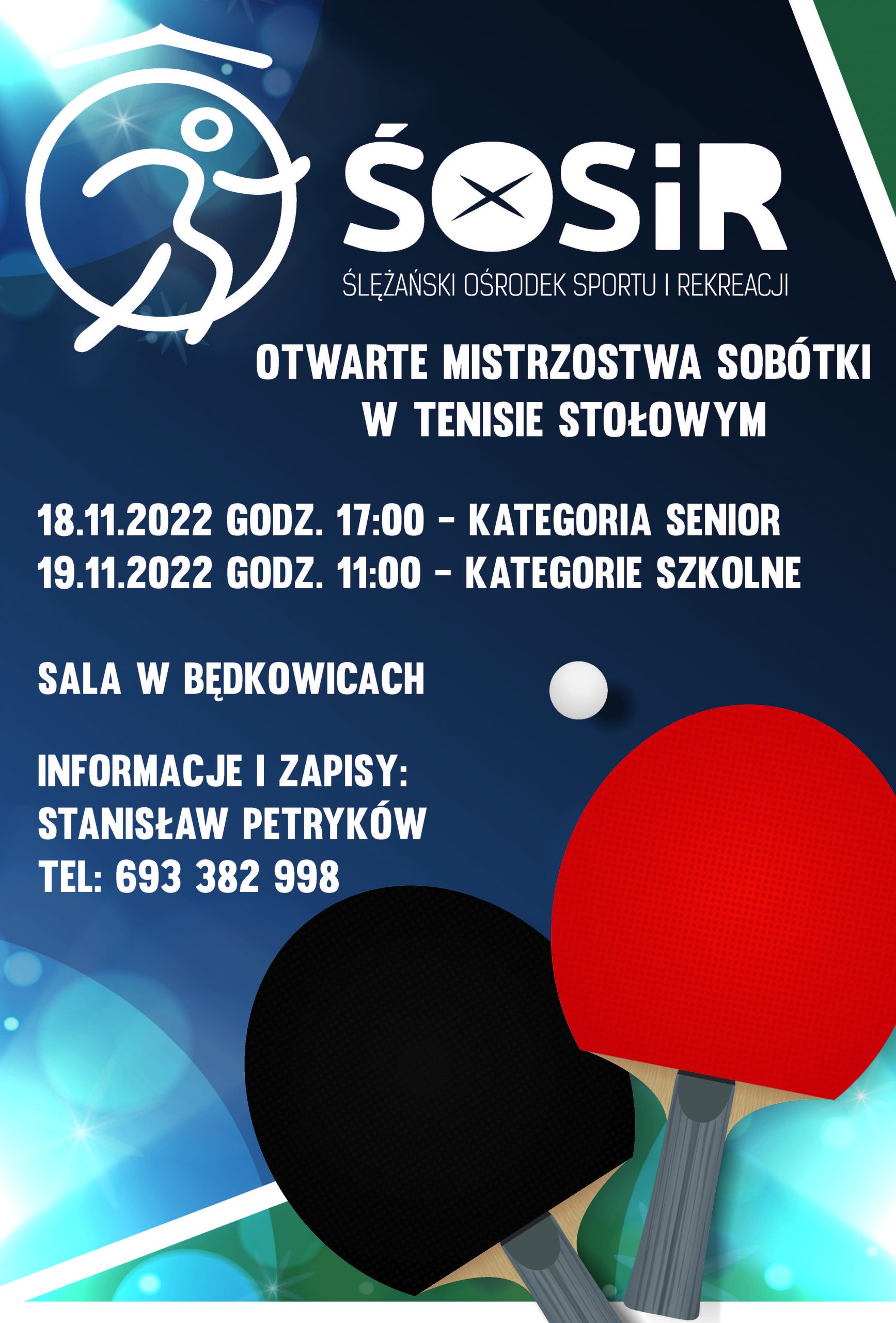 Otwarte Mistrzostwa Sobótki w Tenisie Stołowym - 18-19.11.2022 (sala w Bedkowicach)